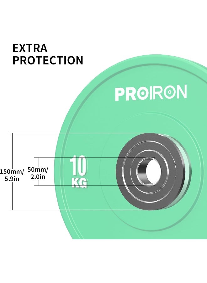 PROIRON 2" Olympic Bumper Plate Rubber Weight Plates with Steel Hub Color Rubber plate for Weight Lifting and Strength Training 5KG 10KG 15KG 20KG - Image 2