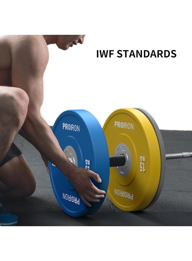 PROIRON 2" Olympic Bumper Plate Rubber Weight Plates with Steel Hub Color Rubber plate for Weight Lifting and Strength Training 5KG 10KG 15KG 20KG - Image 4