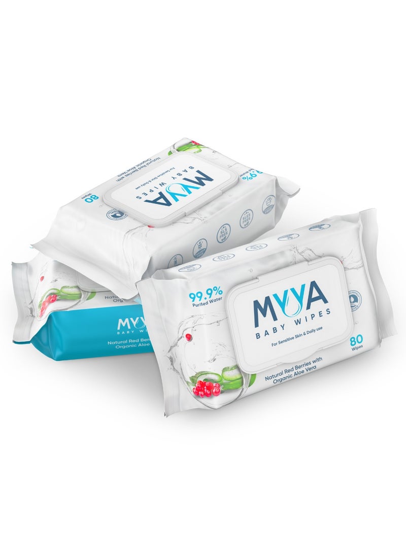 MYYA Myya Baby Wipes - Pack of 3 (240wipes)  - Image 2