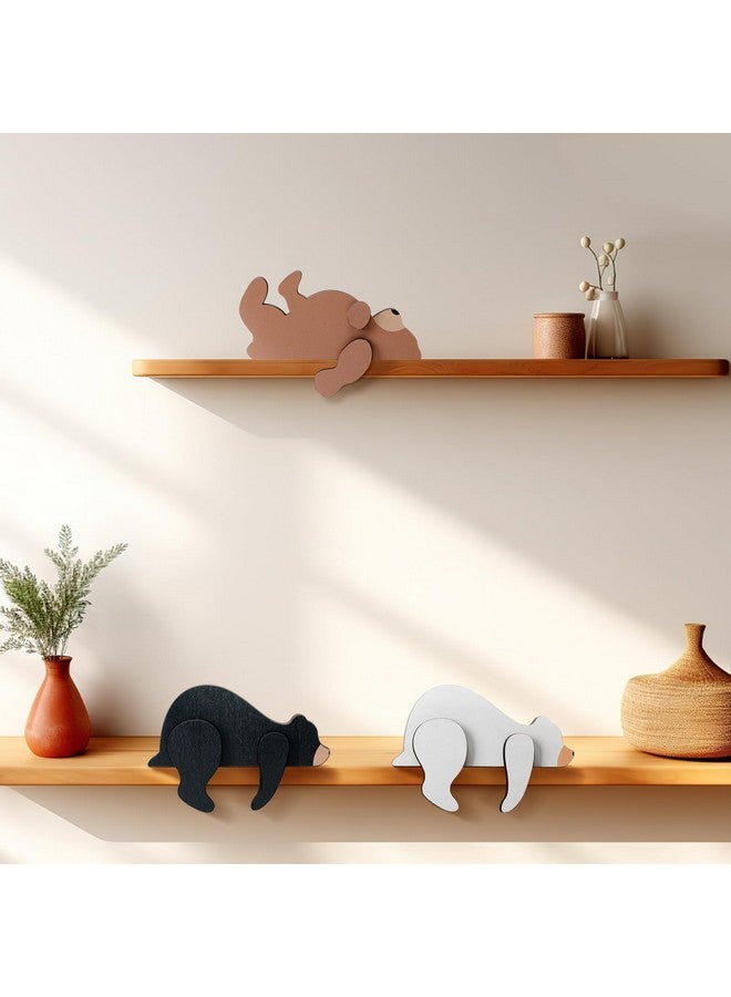 Threehoney 3 Pcs Forest Woodland Nursery Decor for Wooden Bear Door Topper Decoration Wilderness Sleeping Wooden Bears 3 Color Sleeping Bear Nursery Shelf Decor for Door Table Desk - Image 3