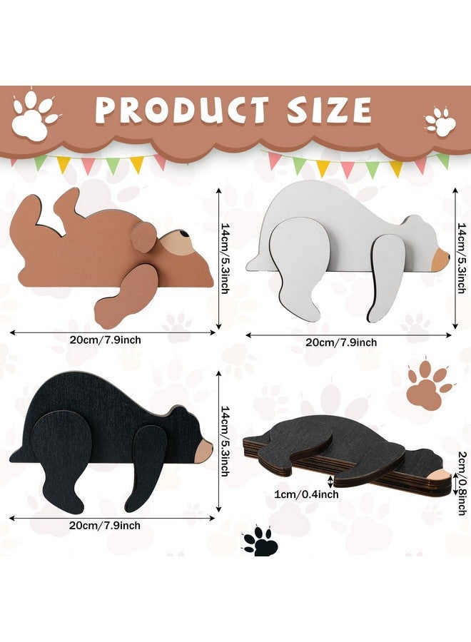 Threehoney 3 Pcs Forest Woodland Nursery Decor for Wooden Bear Door Topper Decoration Wilderness Sleeping Wooden Bears 3 Color Sleeping Bear Nursery Shelf Decor for Door Table Desk - Image 2
