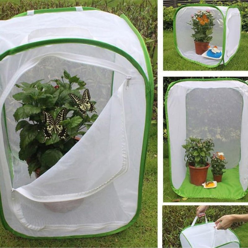 صندوق تربية الحشرات الأسود 40x40x60 سم قفص شبكي لموائل الفراشات حاوية زواحف قابلة للانبثاق - Image 3