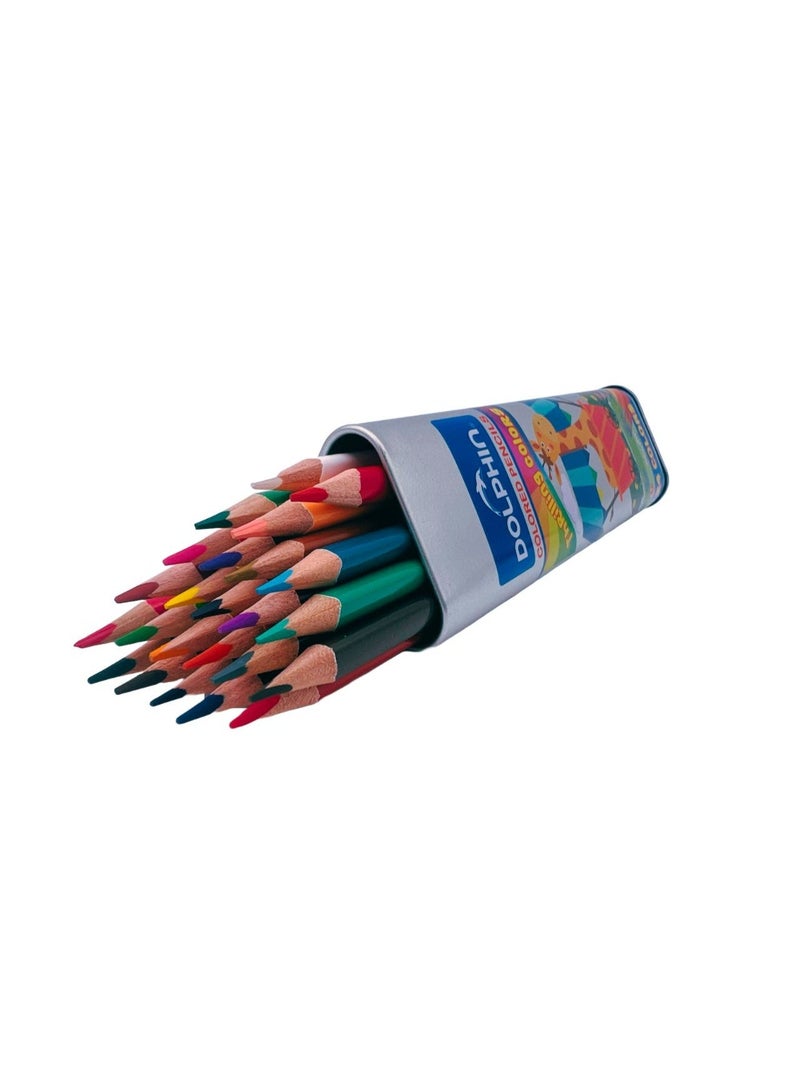 Dolphin Colour Pencils Set, 36 Vibrant Colours, Smooth Colouring with Durable Lead, Tin Box Pack - Image 2