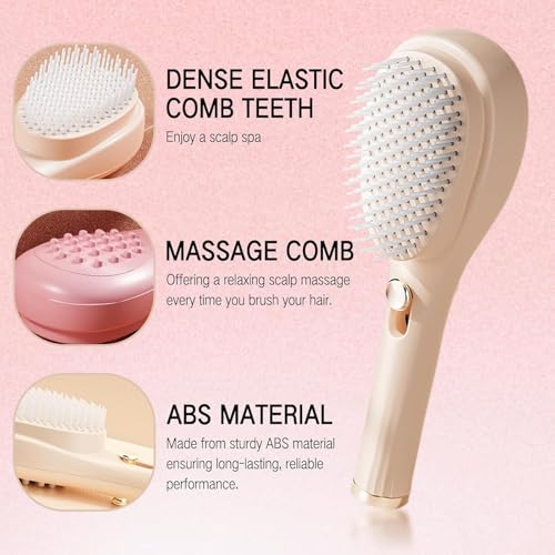 REZOVA Telescopic Self Cleaning & Hair Dressing Comb | One-Click Cleaning Comb & Brush | Massage & Scalp Cleansing Comb(MultiColor) - Image 3