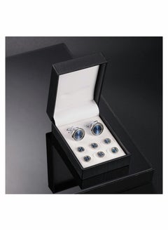 SYOSI Cufflinks & Studs Set (1Pair Cufflinks & 3Pair Tuxedo Studs) Mens Jewelry Kit with Gift Box, Silver Cufflinks for Men & Dress Shirt Studs, Wedding Anniversary Gift Valentines Gifts for Him  - Image 3