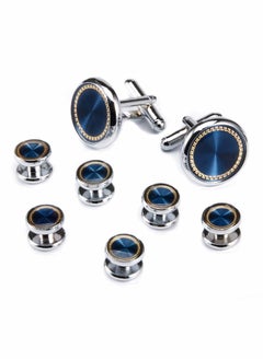 SYOSI Cufflinks & Studs Set (1Pair Cufflinks & 3Pair Tuxedo Studs) Mens Jewelry Kit with Gift Box, Silver Cufflinks for Men & Dress Shirt Studs, Wedding Anniversary Gift Valentines Gifts for Him  - Image 2