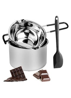 erorex Double Boiler Pot Set 2 Packs Stainless Steel Melting Pot with Silicone Spatula for Melting Chocolate, Soap, Wax, Candle Making (600ml and 1600ml)  - Image 1