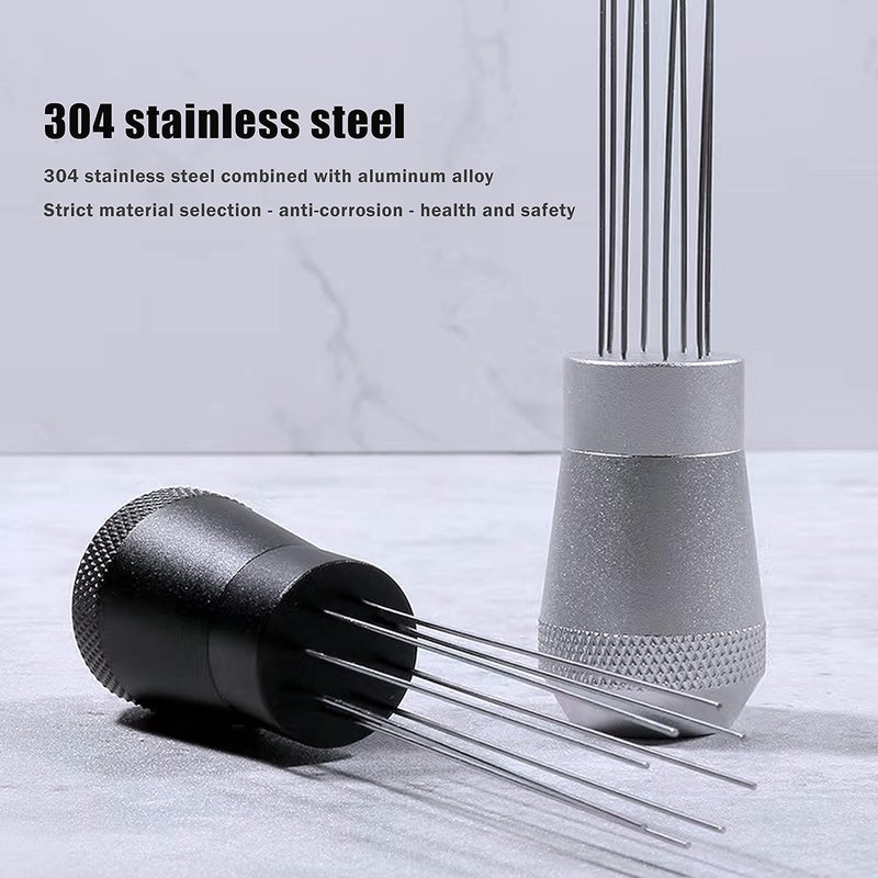 NEOUZA Coffee WDT Distribution Tool Accessories Aluminum Handle Builtin Magnet Design04mm 8 Stainless Needles Espresso Powder Stirrer Black - Image 5