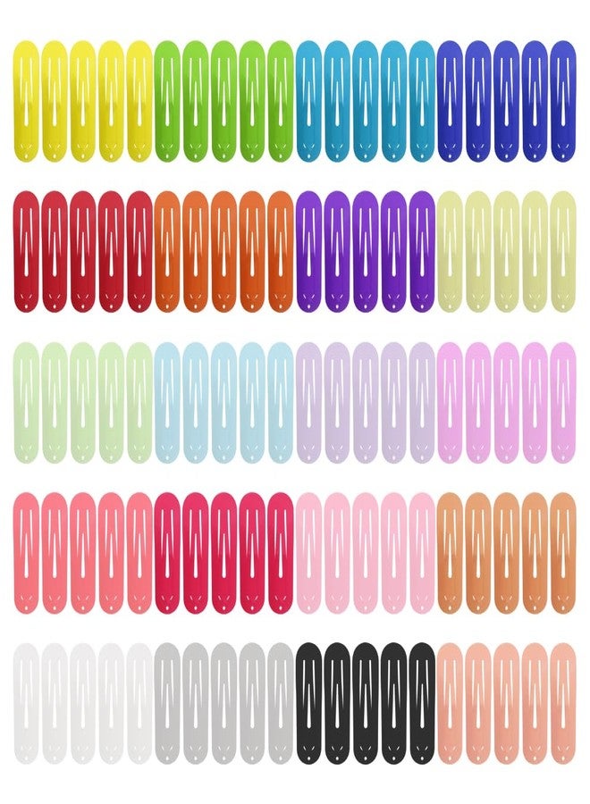 ECADY 100-Pack 20 Colors Hair Clips ECADY 2 Inch Non-Slip Metal Snap Barrettes for Girls, Toddler, Kids, Women - Oval Shape B - Image 1