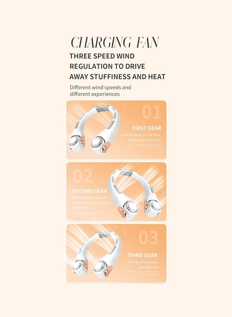 Yuwell Portable Fan Adjustable USB Mini Fan Rechargeable Battery Operated Hanging Neck Fan Personal HandFree Fan Neck Air Conditioner Cooling Fan Wearable Personal Fan Low Noise 3 Adjustable Speeds Modes - Image 2