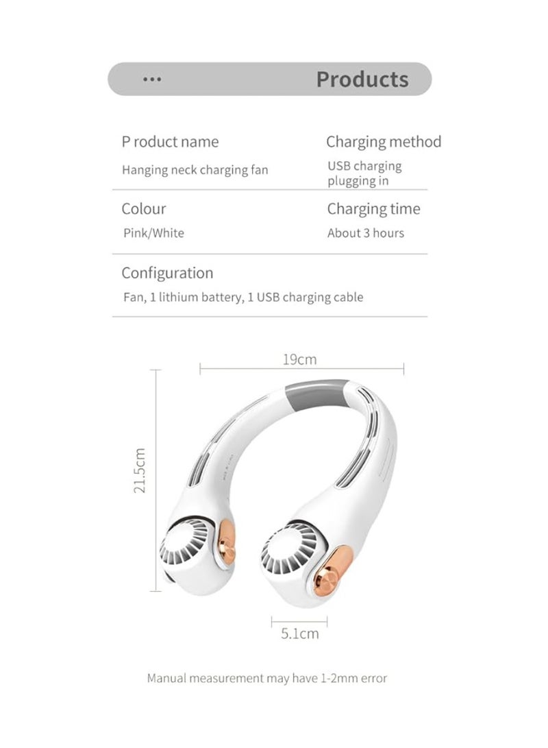 Yuwell Portable Fan Adjustable USB Mini Fan Rechargeable Battery Operated Hanging Neck Fan Personal HandFree Fan Neck Air Conditioner Cooling Fan Wearable Personal Fan Low Noise 3 Adjustable Speeds Modes - Image 4