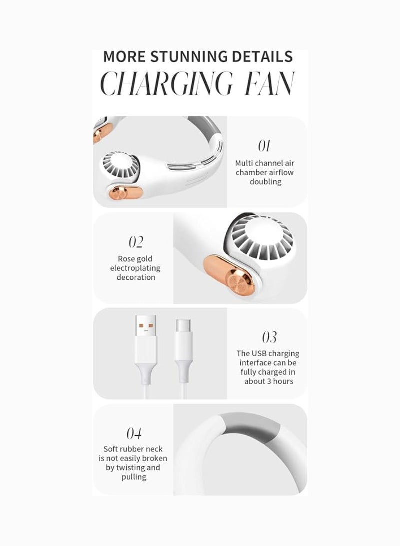Yuwell Portable Fan Adjustable USB Mini Fan Rechargeable Battery Operated Hanging Neck Fan Personal HandFree Fan Neck Air Conditioner Cooling Fan Wearable Personal Fan Low Noise 3 Adjustable Speeds Modes - Image 5