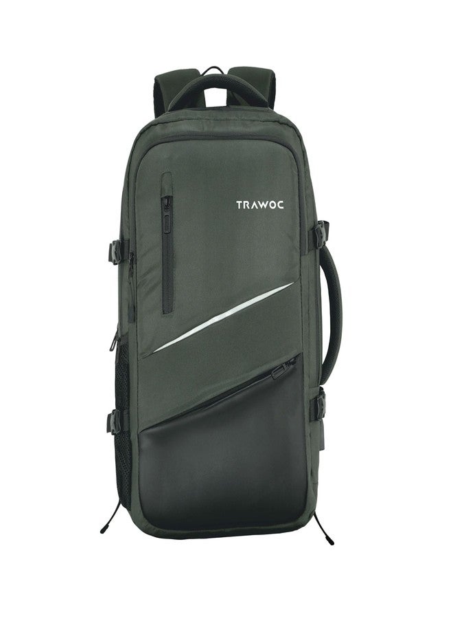 TRAWOC 25L Laptop Backpack TPB02 16-Inch Laptop Compartment, USB Charging Port & 3-Year Warranty for Men & Women-Uniform green - Image 1