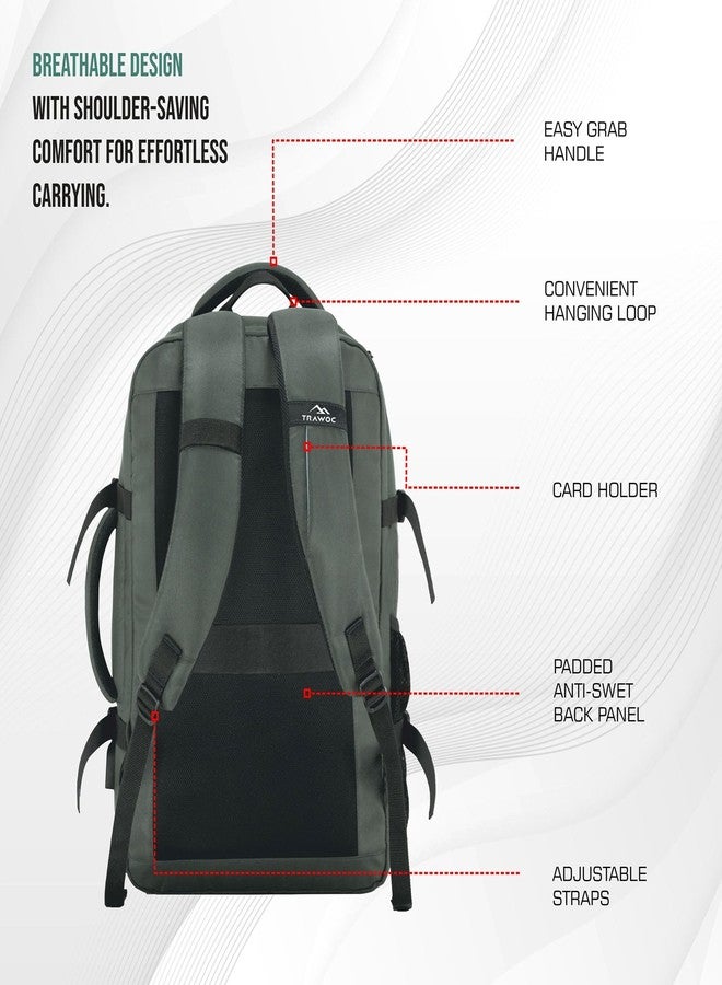 TRAWOC 25L Laptop Backpack TPB02 16-Inch Laptop Compartment, USB Charging Port & 3-Year Warranty for Men & Women-Uniform green - Image 2
