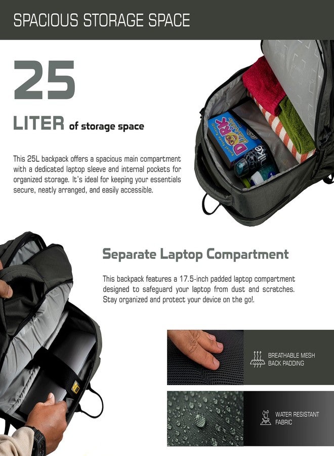 TRAWOC 25L Laptop Backpack TPB02 16-Inch Laptop Compartment, USB Charging Port & 3-Year Warranty for Men & Women-Uniform green - Image 5