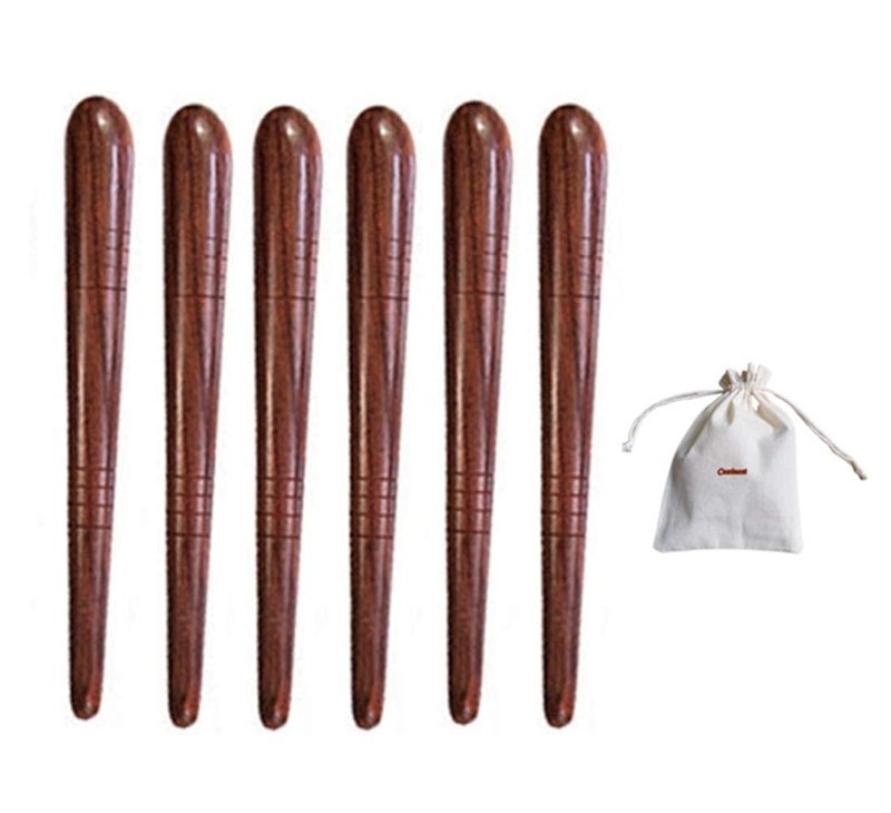 Cozinest Reflexology Traditional Wooden Thai Massager Tools Full Body Foot Stick Hook Back Spa Face Gua Sha Therapy Trigger Point Massage Tool Relieve Shoulder Pain Wood Set of 6 Foot Massage Stick