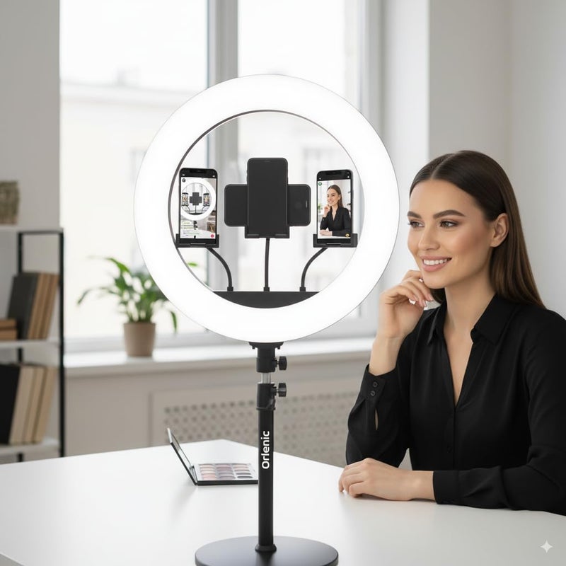 ديروفان مصباح فيديو LED من Derovan PK-79 - مصباح سيلفي محمول يُثبت بمشبك، مزود بمنفذ USB، 49 مصباح LED، قابل للتعديل من 3200 إلى 5600 كلفن، مع 10 مستويات تعتيم، وجاهز للتركيب بقطر 1/4 بوصة - Image 2