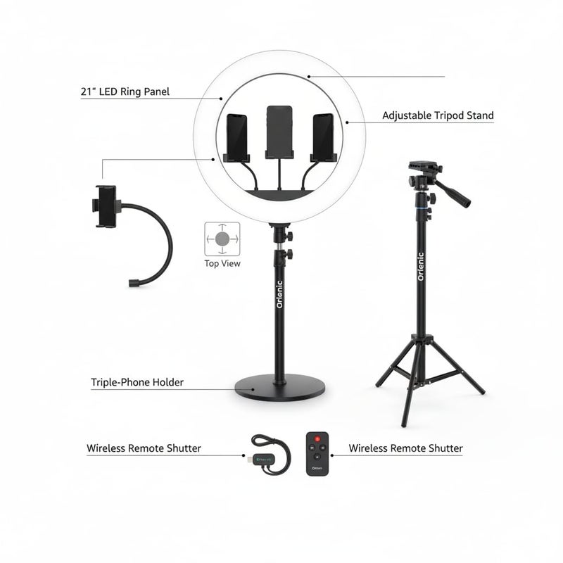 ديروفان مصباح فيديو LED من Derovan PK-79 - مصباح سيلفي محمول يُثبت بمشبك، مزود بمنفذ USB، 49 مصباح LED، قابل للتعديل من 3200 إلى 5600 كلفن، مع 10 مستويات تعتيم، وجاهز للتركيب بقطر 1/4 بوصة - Image 5