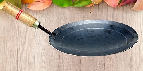 RJ kitchenware Store Original Iron Tawa with Wooden Handle Handmade use for Roti chapatis Black - Image 4