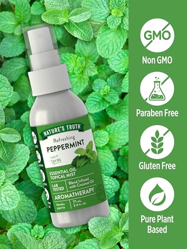 Nature's Truth Peppermint Essential Oil Spray | 2.4 Fluid Ounces | for Aromatherapy | Plant Based, Non-GMO & Gluten Free - Image 3