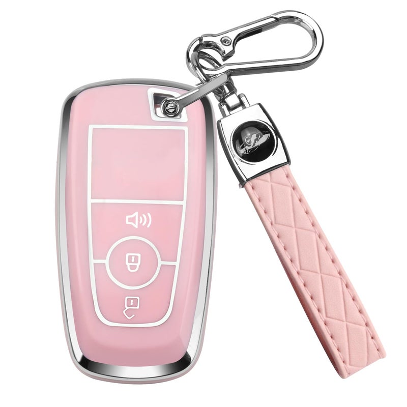QBUC for Ford Key Fob Cover Soft TPU Full Protection Key Case for Ford 20182024 Explorer Bronco Escape Edge Expedition F150 Fusion Maverick Mustang Ranger Accessories3 ButtonPink