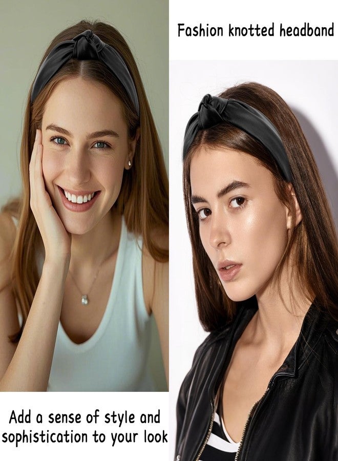 ACO-UINT Knotted Headband for Women, Black Leather Headband for Women, Fashion Non-Slip Wide Hair Band for Yoga, Workouts, and Everyday Use - Image 3