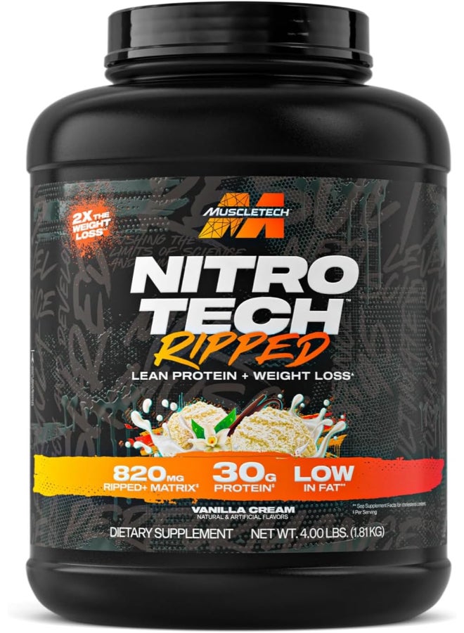 MuscleTech Nitro Tech Ripped Protein - French Vanilla -4LB - Image 1