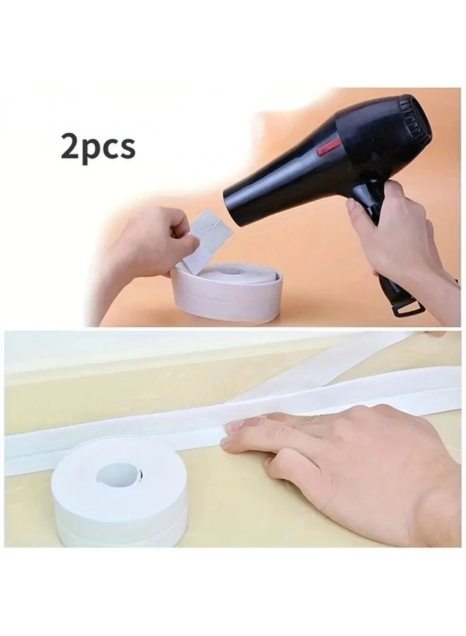 White Waterproof Self Adhesive PVC Sealing Strip 2pcs For Bathroom Kitchen Sink - Image 1