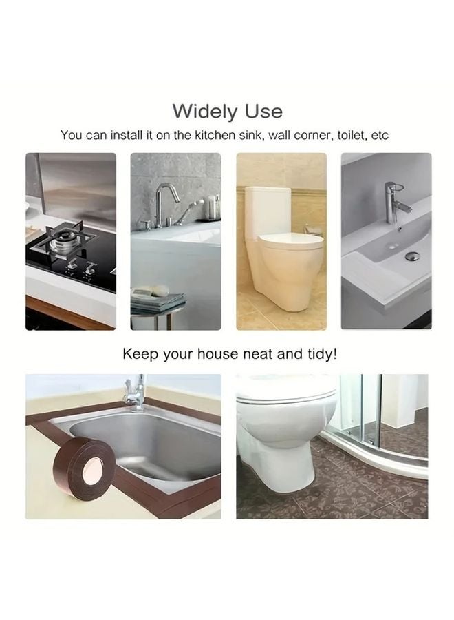 White Waterproof Self Adhesive PVC Sealing Strip 2pcs For Bathroom Kitchen Sink - Image 4