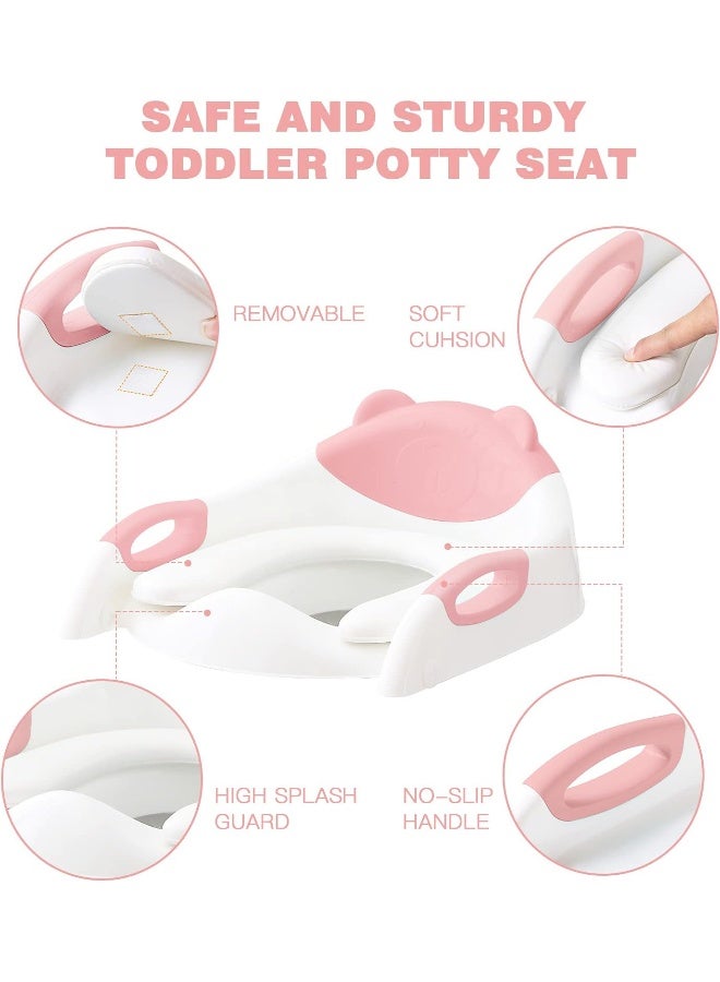 SKYROKU Potty Training Seat with Step Stool Ladder, SKYROKU Potty Training Toilet for Kids Boys Girls Toddlers - Comfortable Safe Potty Seat with Anti-Slip Pads Ladder Pink - Image 4