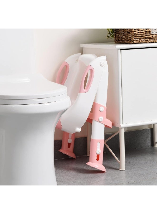 SKYROKU Potty Training Seat with Step Stool Ladder, SKYROKU Potty Training Toilet for Kids Boys Girls Toddlers - Comfortable Safe Potty Seat with Anti-Slip Pads Ladder Pink - Image 5