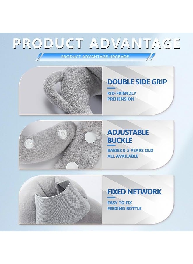 متجر الفرح حامل زجاجة رضاعة للأطفال بدون استخدام اليدين، وسادة رضاعة قابلة للتعديل، وسادة رضاعة للأطفال، حامل زجاجة رضاعة ذاتية التغذية لحديثي الولادة، مستلزمات حديثي الولادة، وسادة رضاعة مع حزام خصر قابل للتعديل وقابلة للغسل في الغسالة، لون رمادي - Image 4