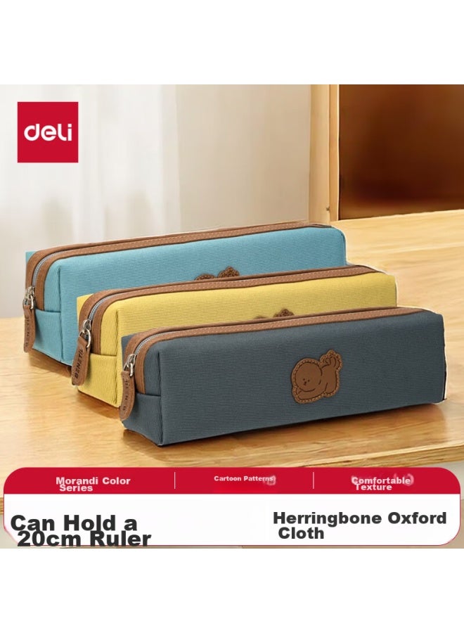 Deli Large Capacity Pencil Case For Students, Fresh Small Square Multi-purpose Stationery Box, Pencil Storage Bag, Single Piece, Random Color - Image 1
