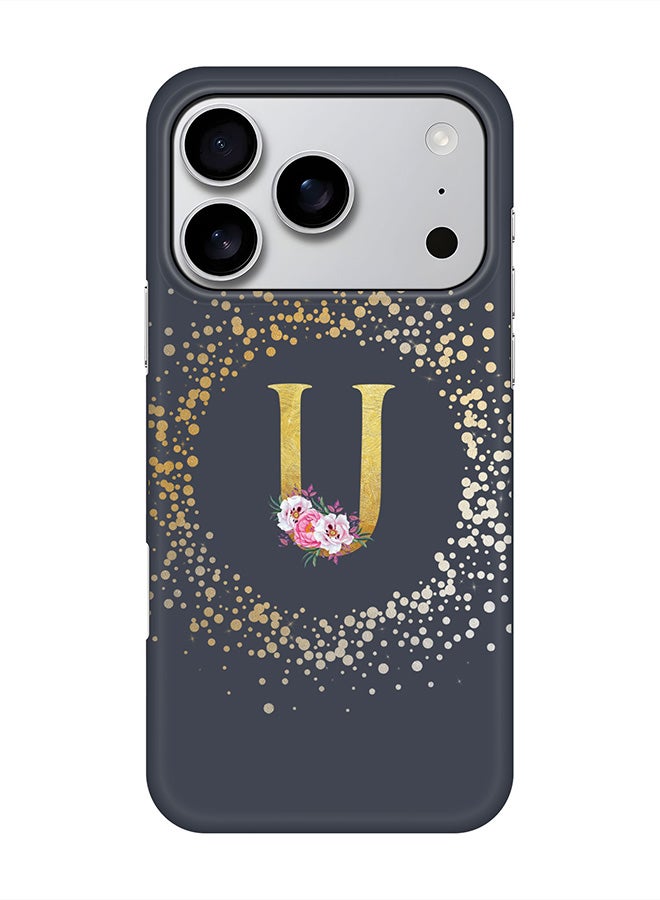 Stylizedd For iPhone 17 Pro,Case, [Compatible with MagSafe] Magnetic cover Slim fit Protection Matte, - Custom Monogram Floral - U  (Grey )