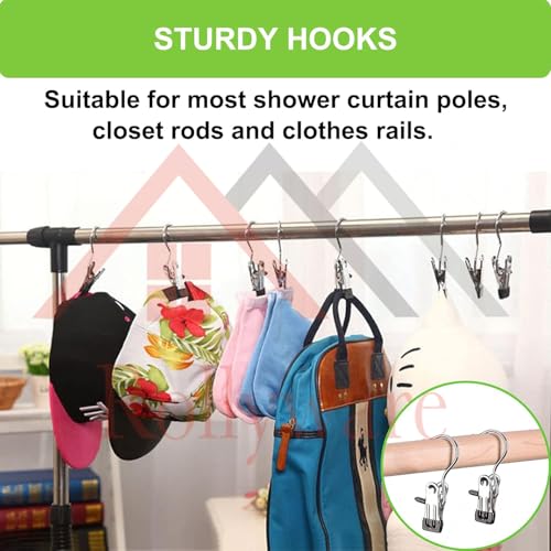 ROLLYWARE Laundry Hooks, Clothes Pins and Hanging Clips - Heavy Duty Clothespins and Hangers for Closet, Travel, Pants, Socks, Handbags (10) - Image 2