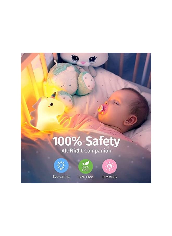 The Bros Unicorn Night Light for Girls Bedroom, Unicorns Gifts for Girls, Cute Night Lights for Kids Room, Squishy Silicone Nursery Lamp, LED Color Changing USB Rechargeable Baby Toddler Decor  - Image 4