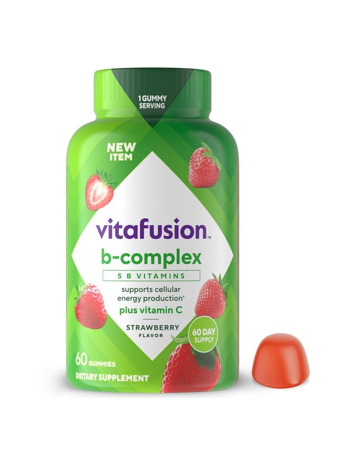 Vitafusion B-Complex Gummy Dietary Supplements, with 5 B Vitamins to Support Cellular Energy Production (1), Plus Vitamin C, Strawberry Flavor, 60 Count - Image 1