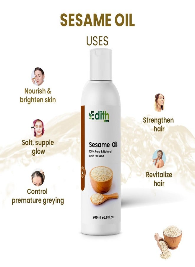 EDITH زيت السمسم النقي من إديث ناتشورالز - إكسير طبيعي للشعر والبشرة ولإضفاء لمسة مميزة على أطباقك - 200 مل - Image 3