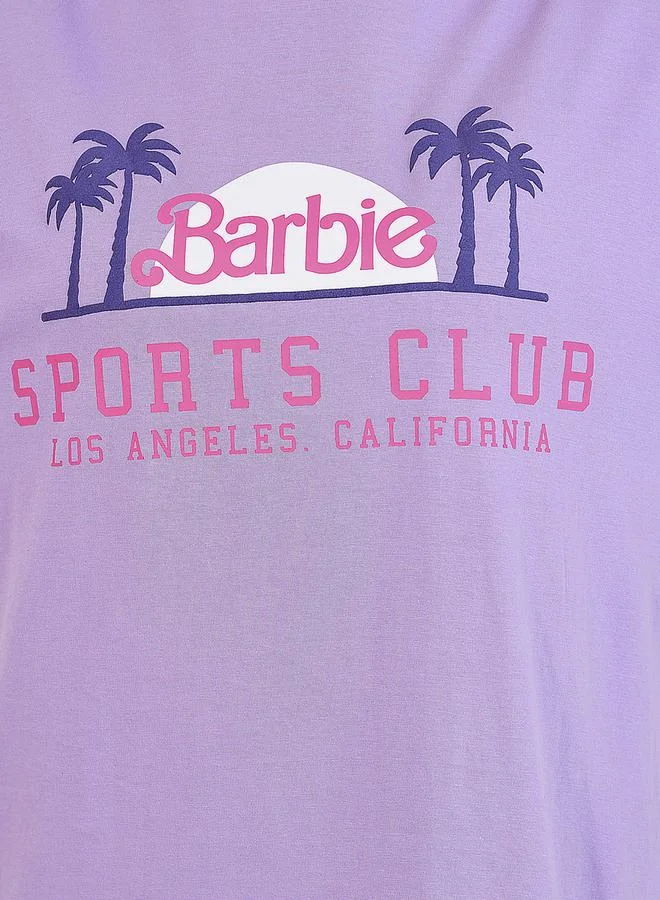 Styli Barbie Sports Club Slogan Puff Print Oversized T-Shirt