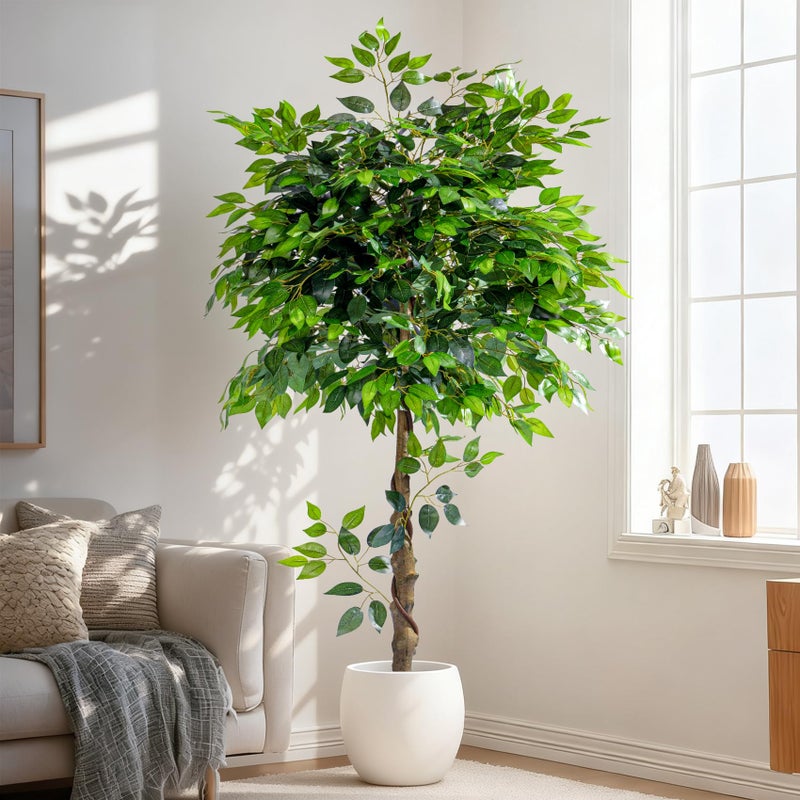 Bailikang Artificial Ficus Tree 5FT Artificial Plants Indoor Fake Ficus for Indoor Home Decor, 150% Foliage Density Realistic Faux Tree Fake Floor Plant with Leaves for Living Room, Office, House Plant - Image 5