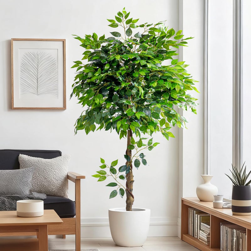 Bailikang Artificial Ficus Tree 5FT Artificial Plants Indoor Fake Ficus for Indoor Home Decor, 150% Foliage Density Realistic Faux Tree Fake Floor Plant with Leaves for Living Room, Office, House Plant - Image 4