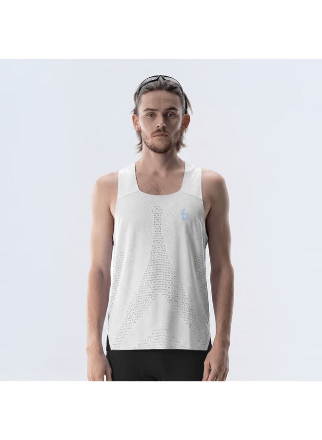 FlipBelt Feibit Men's Summer Sleeveless T-shirt Running Fitness Quick-dry Cloud Mist White L - Image 1