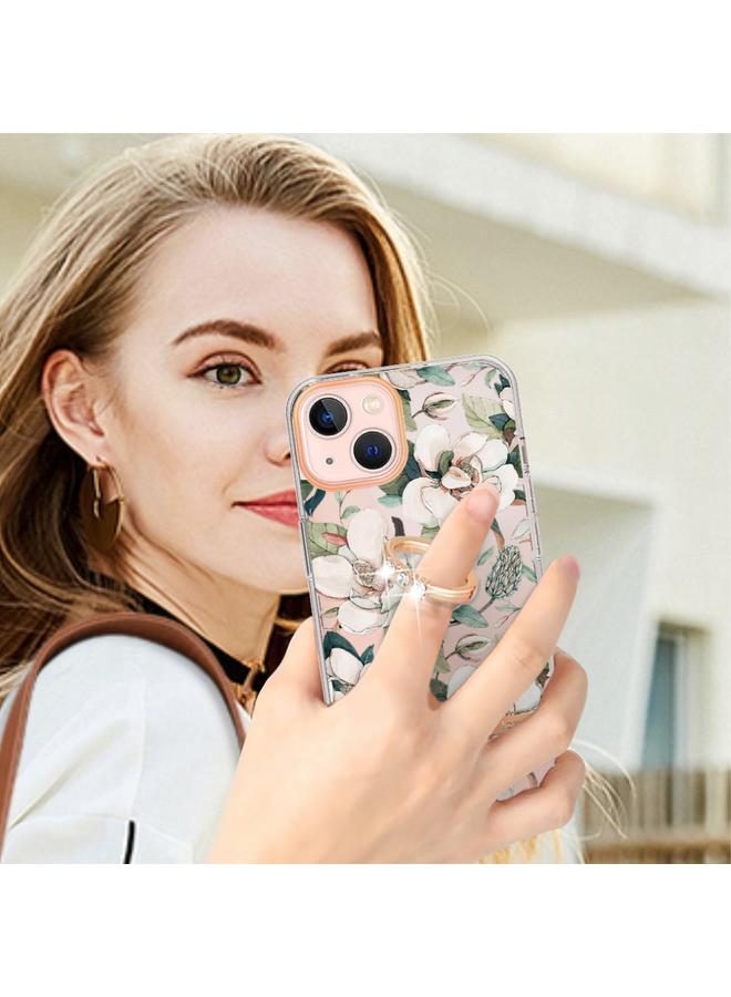 S-TOP Case For iPhone 14 Plus Ring IMD Flowers TPU Phone Case - Image 4