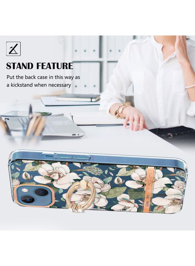 S-TOP Case For iPhone 14 Plus Ring IMD Flowers TPU Phone Case - Image 2