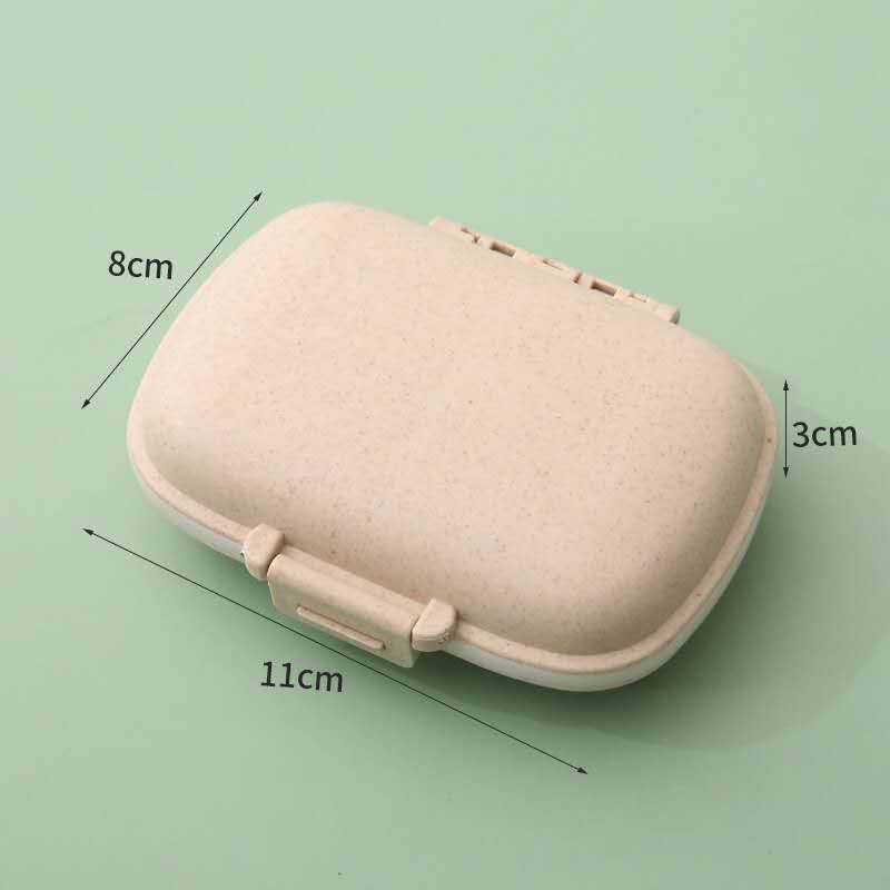 COZY nose - Pill Medicine Organizer Storage Box with 8 Compartments - Moisture Proof, Made of Food Grade Cereal Fiber, BPA free Wheat Straw Material, Ideal for Travel, Pocket, Purse, Daily Pill Case, Portable Medicine Vitamin Holder Container - 1 Pc (Beige) - Image 3