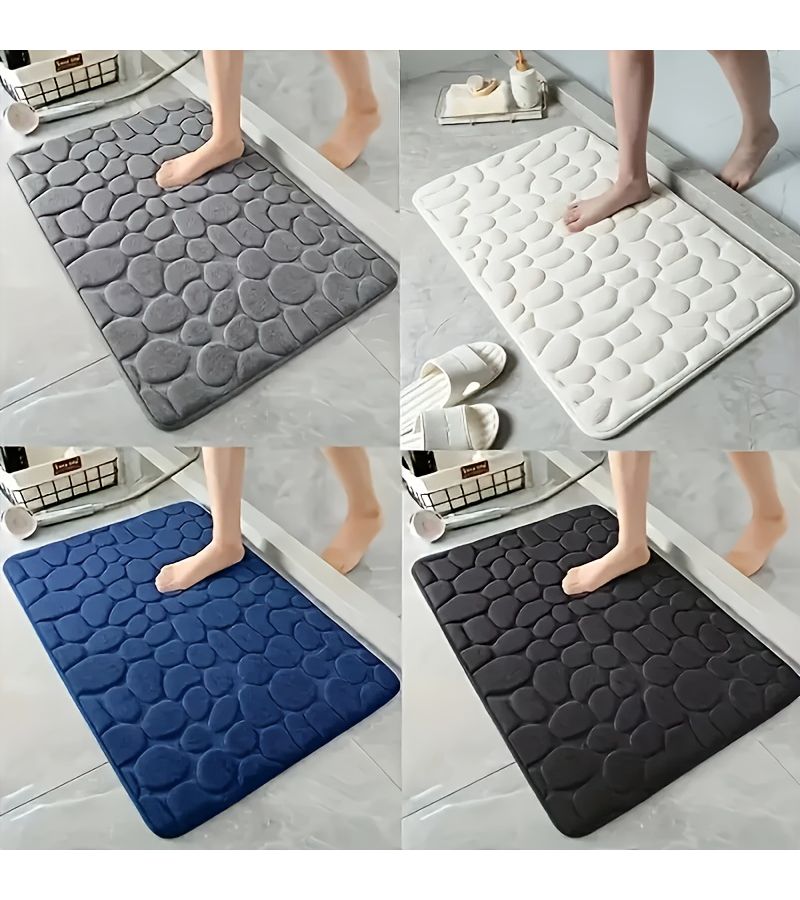 Black Non Slip Bath Mat 450 GSM Textured PVC Backed Machine Washable - Image 1