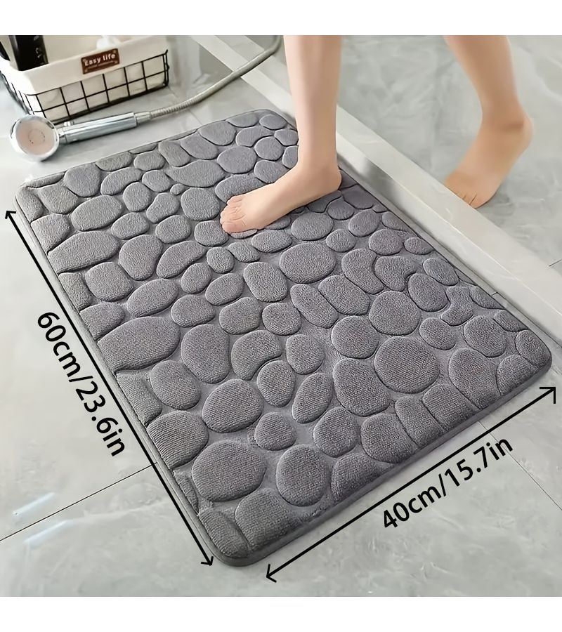 Black Non Slip Bath Mat 450 GSM Textured PVC Backed Machine Washable - Image 3
