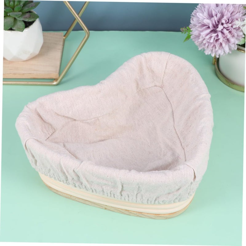Heart shaped rattan bread fermentation basket with cloth cover  white - Image 3