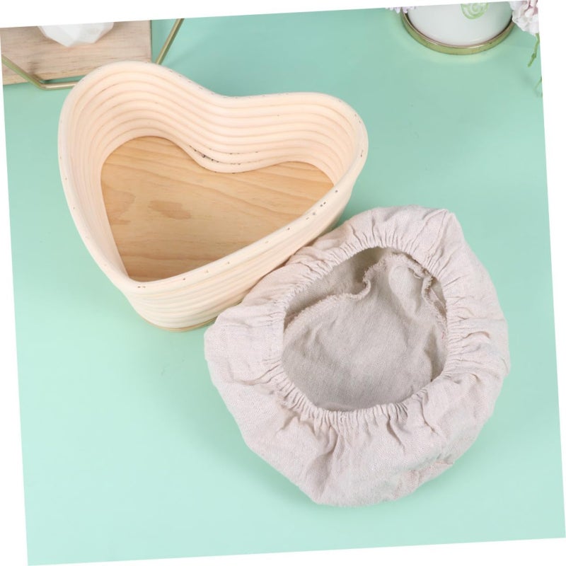 Heart shaped rattan bread fermentation basket with cloth cover  white - Image 4