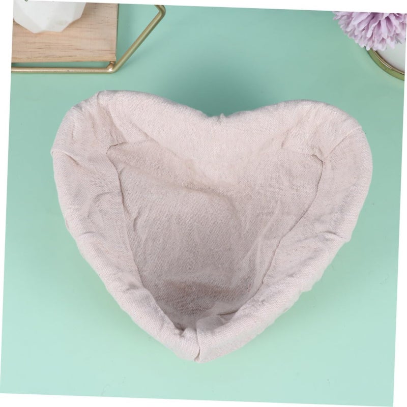 Heart shaped rattan bread fermentation basket with cloth cover  white - Image 2